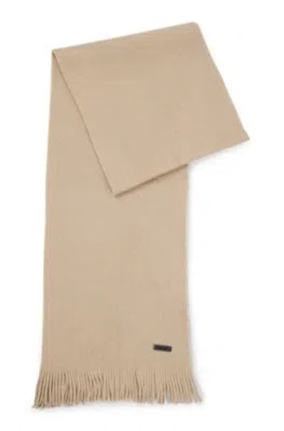 Hugo Boss Raschel-knit Scarf In Wool In Light Beige