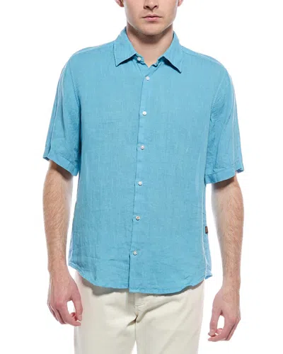 Hugo Boss Rash Regular Fit Linen Shirt In Blue