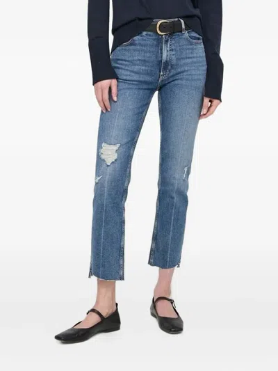 Hugo Boss Raw-cut Distressed-effect Jeans In Blue