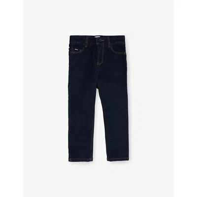 Hugo Boss Kids' Raw Denim Brand-patch Straight-leg Denim Jeans 4-16 In Blue