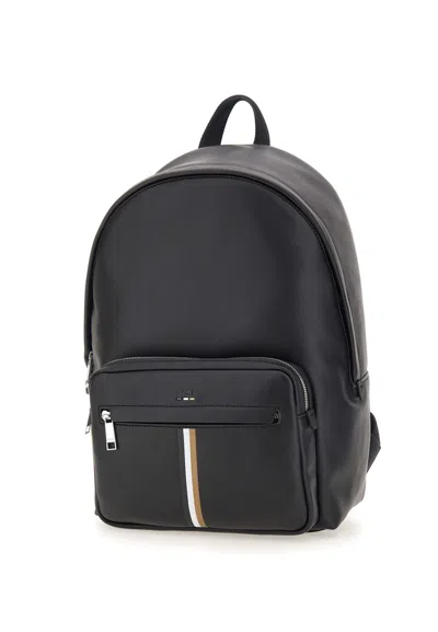 Hugo Boss Boss Eco-leather Backpack In Black