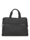 Hugo Boss Boss Structured Briefcase With Logo Applique And Removable Strap In Black
