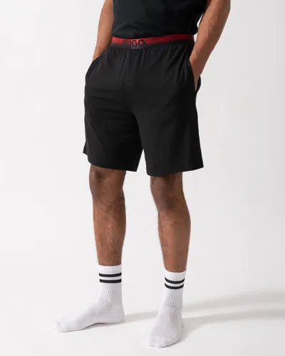 Hugo Boss Ray Mens Gradient-waistband Pyjama Shorts In A Cotton Blend In Black