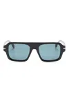 Hugo Boss Rectangle-shape Tinted Sunglasses In Black