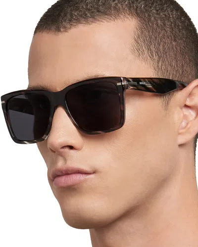 Hugo Boss Rectangle Sunglasses, 57mm In Brown