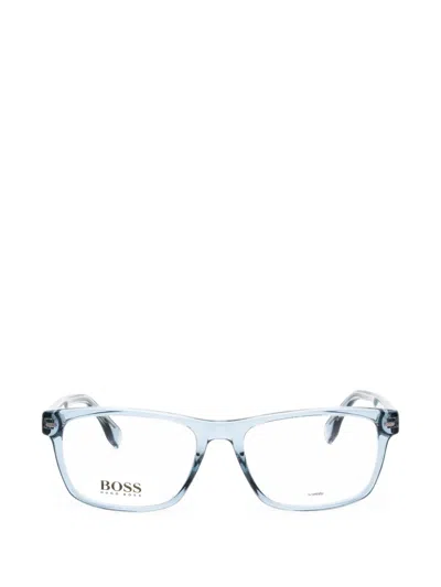 Hugo Boss Rectangle-frame Glasses In Burgundy
