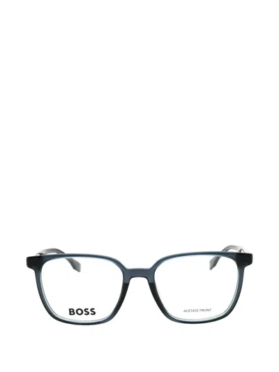 Hugo Boss Rectangle-frame Glasses In Blue