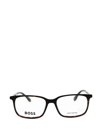 Hugo Boss Rectangle-frame Glasses In Brown