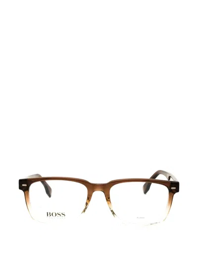 Hugo Boss Rectangle-frame Glasses In Brown