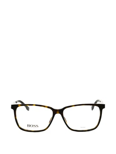 Hugo Boss Rectangle-frame Glasses In Brown