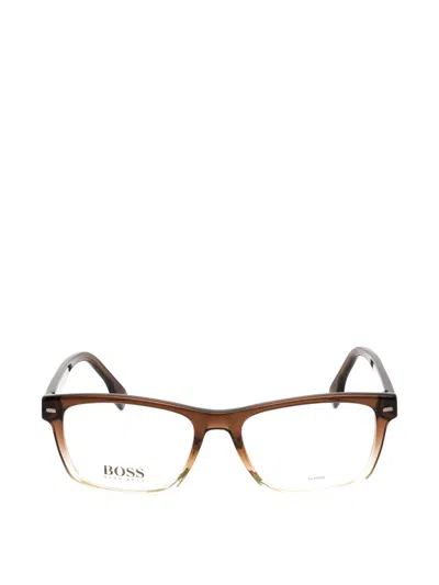Hugo Boss Rectangle-frame Glasses In Brown