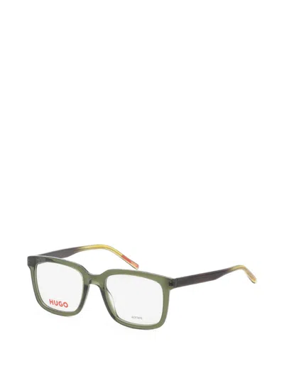 Hugo Boss Rectangle-frame Glasses In Green