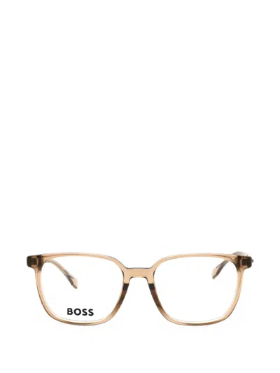 Hugo Boss Rectangle-frame Glasses In Yellow