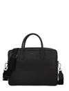 Hugo Boss Rectangular Black Bonded Leather Document Case With Detachable Strap
