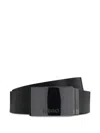 Hugo Boss Rectangular Buckle Leather Belt In Black