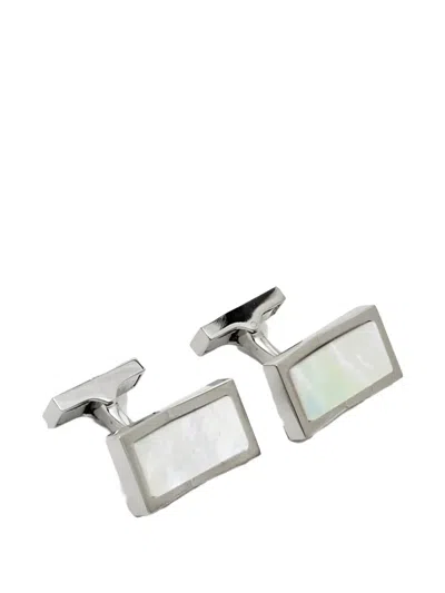 Pre-owned Hugo Boss Rectangular Composite Cufflinks In Silver