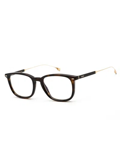 Hugo Boss Rectangular Eyeglasses With Clear Demo Lenses - Eye Size 52 In Brown