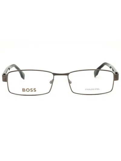 Hugo Boss Rectangular Men's Eyeglasses Boss 1519 In Gray