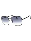 Hugo Boss Rectangular Metal Unisex Sunglasses In Black