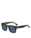 Hugo Boss Rectangular Sunglasses, 50mm In Black/blue Solid