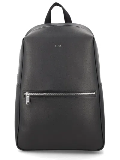 Hugo Boss Recycled Fabric Backpack In Black