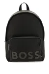HUGO BOSS RECYCLED FABRIC BACKPACK WITH RUBBER LOGO