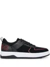 Hugo Boss Recycled Leather Lace-up Sneakers In Black
