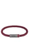 Hugo Boss Red Braided-leather Cuff With Magnetic Logo Closure Men's Jewellery In Assorted-pre-pack