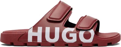 Hugo Boss Red Double Touch-closure Straps Logo Sandals