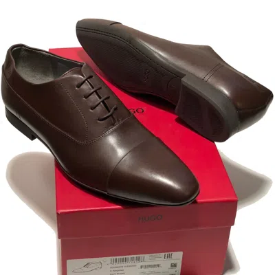 Pre-owned Hugo Boss Red Label Brown Leather Captoe Men's Fashion 9.5 Oxford Dress Shoes