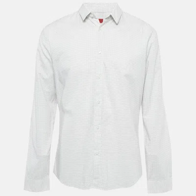Pre-owned Hugo Boss Red Label White Textured Extra Slim Fit Shirt Xl