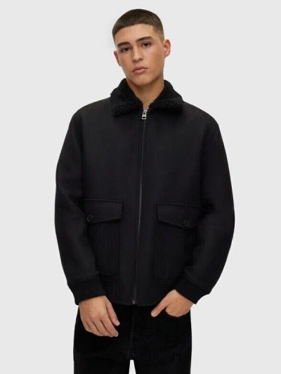 Pre-owned Hugo Boss Red Label Wool Blend Full Zip Jacket Men's Xxl Black Long Sleeve