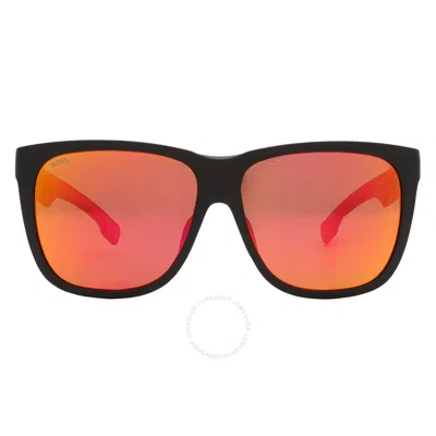 Hugo Boss Red Multilayer Square Men's Sunglasses Boss 1453/f/s 0pgc/uz 61 In Black