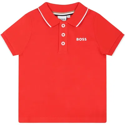 Hugo Boss Babies' Boss Boys Red Cotton Polo Shirt