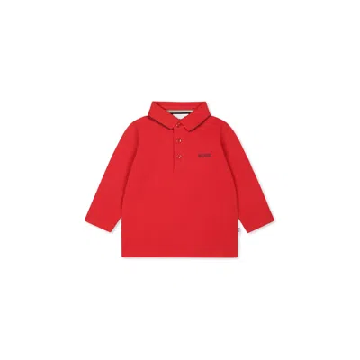 Hugo Boss Red Polo Shirt For Baby Boy With Logo