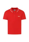 Hugo Boss Red Polo Shirt For Boy With Logo In Red