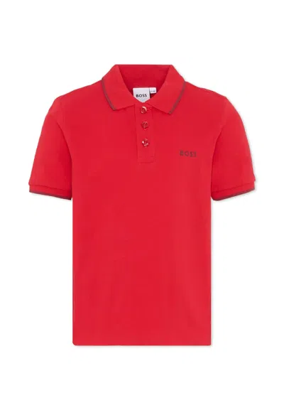 Hugo Boss Kids' Red Polo Shirt For Boy With Polo