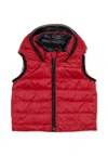 Hugo Boss Red Reversible Vest For Baby Boy With Logo In Red