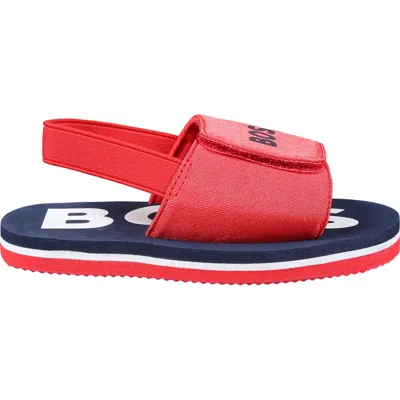 Hugo Boss Kids' Red Sandals For Boy With Logo