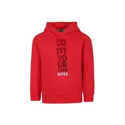 Hugo Boss Kids' Red Sweatshirt For Boy With Logo