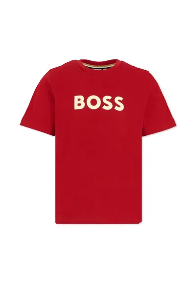 Hugo Boss Kids' Red T-shirt For Boy With Logo