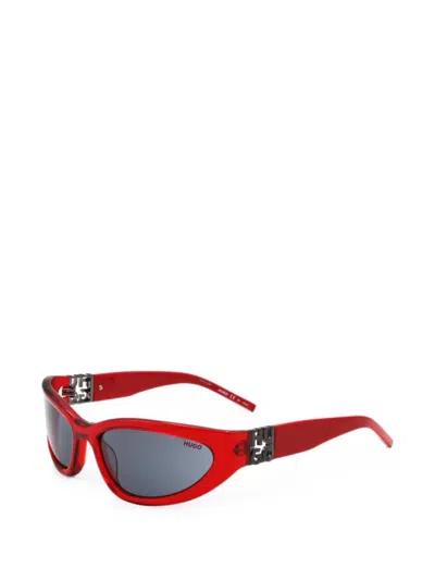 Hugo Boss Red-acetate Optical Frames With 3d Monogram