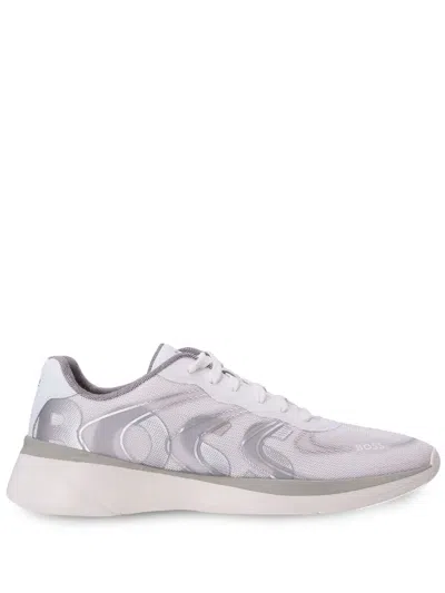 Hugo Boss Reflective-detail Mesh Low-top Sneakers In 白色