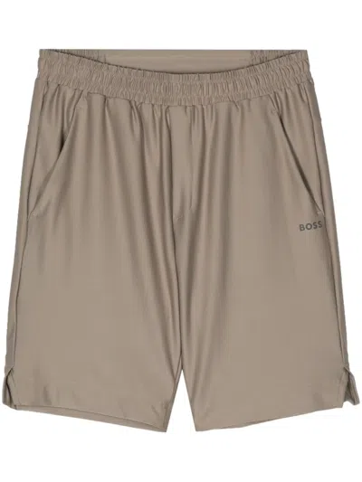 Hugo Boss Reflective-logo Bermuda Shorts In Neutrals