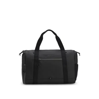 Hugo Boss Reflective-detail Holdall In Faux Leather In Black