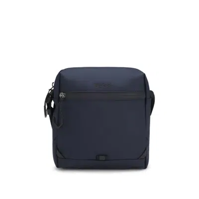 Hugo Boss Reflective-detail Reporter Bag In Faux Leather In Blue