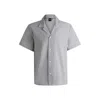 Hugo Boss Regular-fit Beach Shirt In Seersucker Fabric In Blue