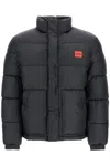 Hugo Boss Water-repellent Puffer Jacket With Red Logo Badge In Black