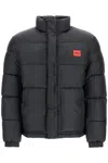 Hugo Boss Water-repellent Puffer Jacket With Red Logo Badge In Black