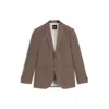 Hugo Boss Regular-fit Blazer In A Patterned Wool Blend In Brown